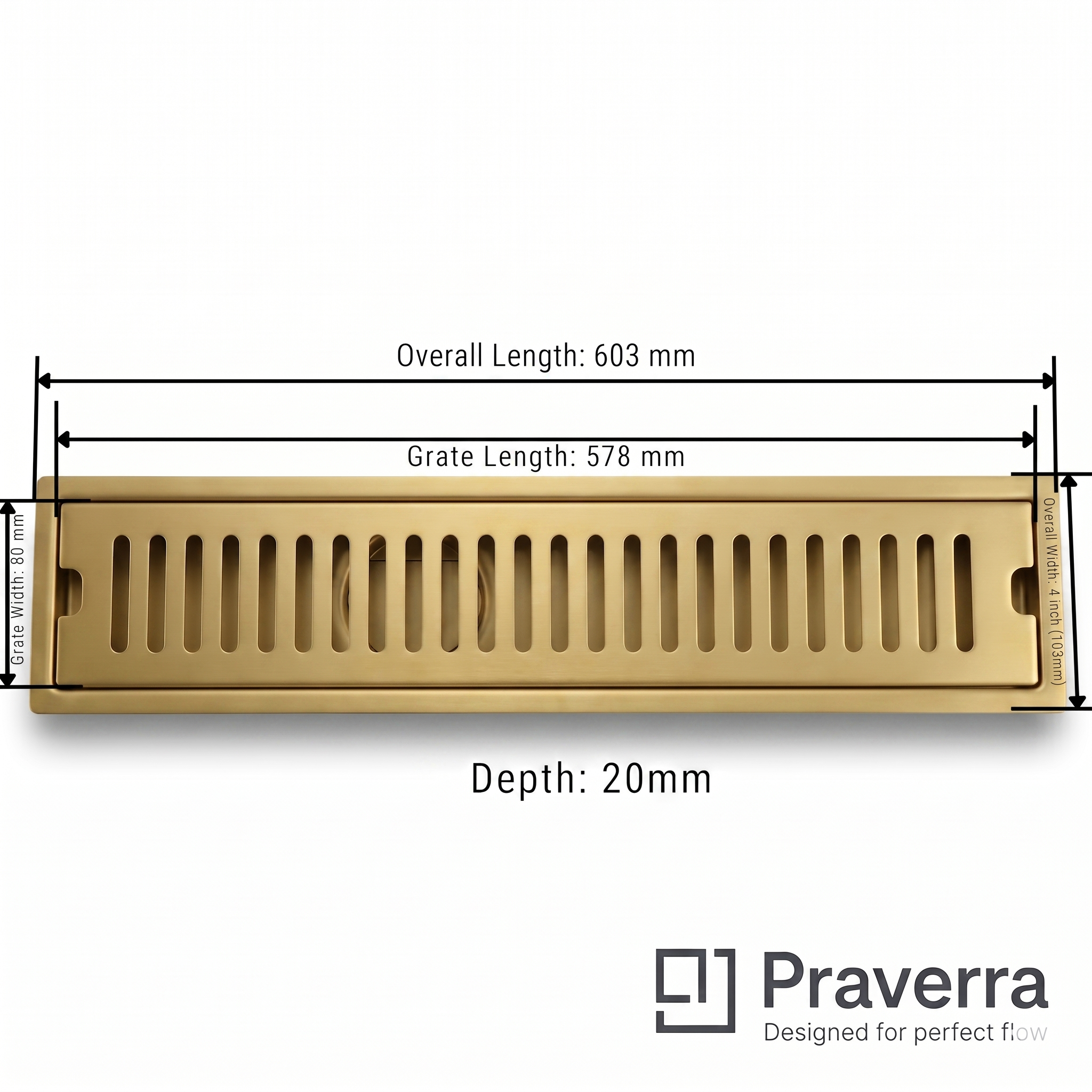 Praverra Shower Drainer Gold view 2